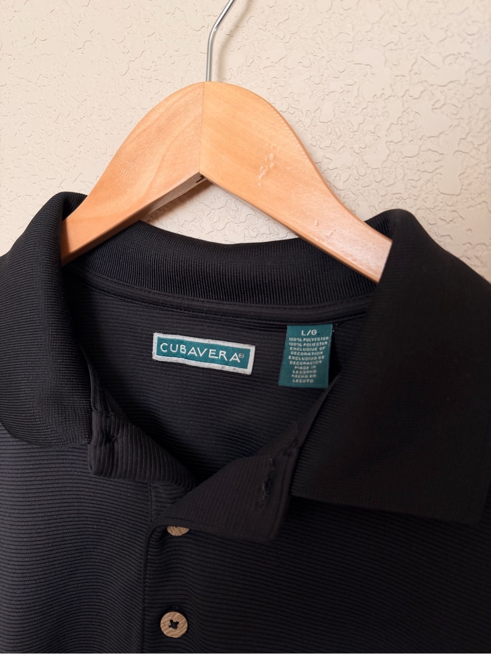 Cubavera Men’s Black Ribber Polo Golf Shirt Sz Large NWT - Picture 2 of 8